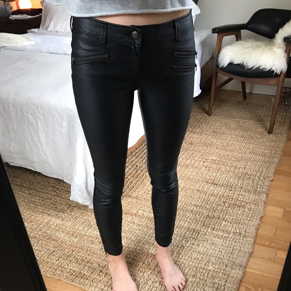 Free People black vegan faux leather pants
